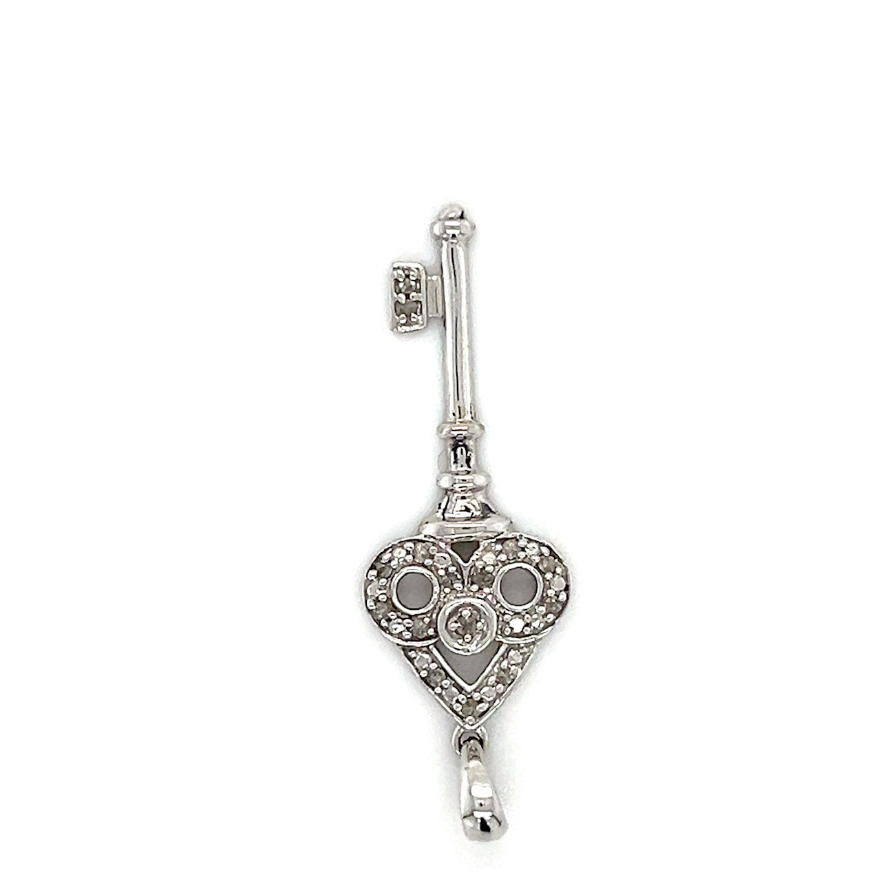 10K White Gold Natural Diamond Accent Key Pendant; 0.9DWT; 1.4g
