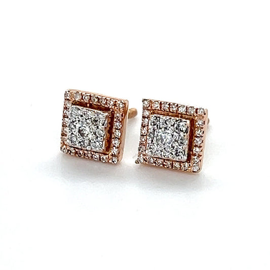 14K Rose Gold Diamond Earrings; 0.25CTW