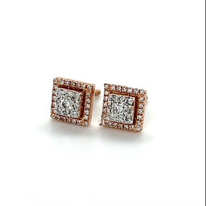 14K Rose Gold Diamond Earrings; 0.25CTW