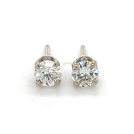 14K White Gold Diamond Stud Earrings; 0.45CTW; 0.9g