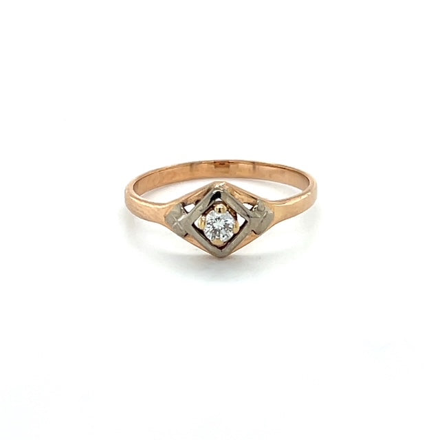 14K Rose Gold Diamond Lady's Fashion Ring; 0.10CTW; Size 6.5