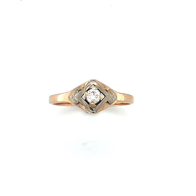 14K Rose Gold Diamond Lady's Fashion Ring; 0.10CTW; Size 6.5