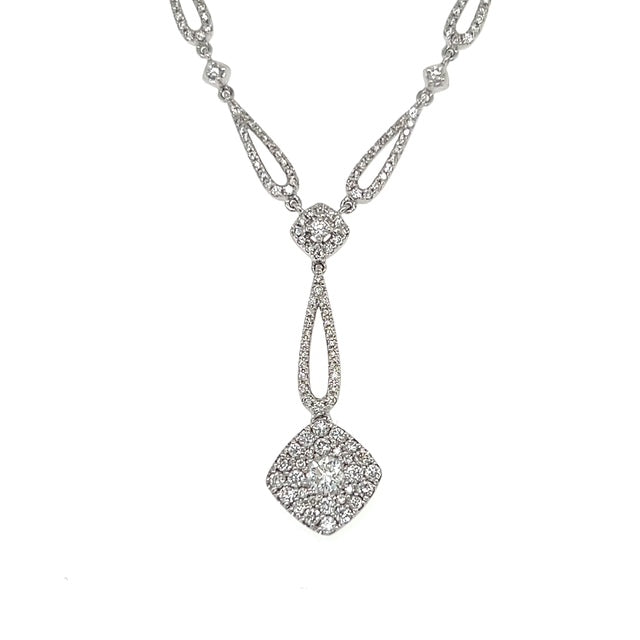 14K White Gold Diamond Pendant on 17" Chain Necklace; Effy