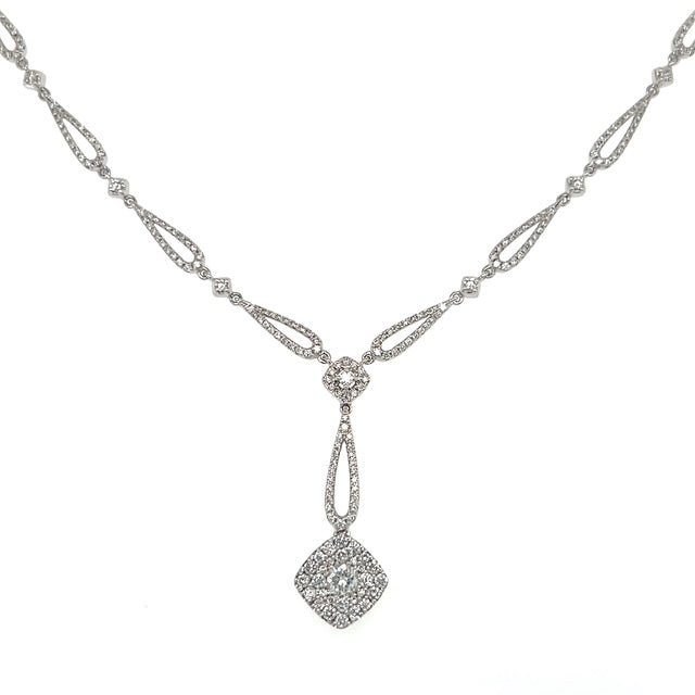 14K White Gold Diamond Pendant on 17" Chain Necklace; Effy