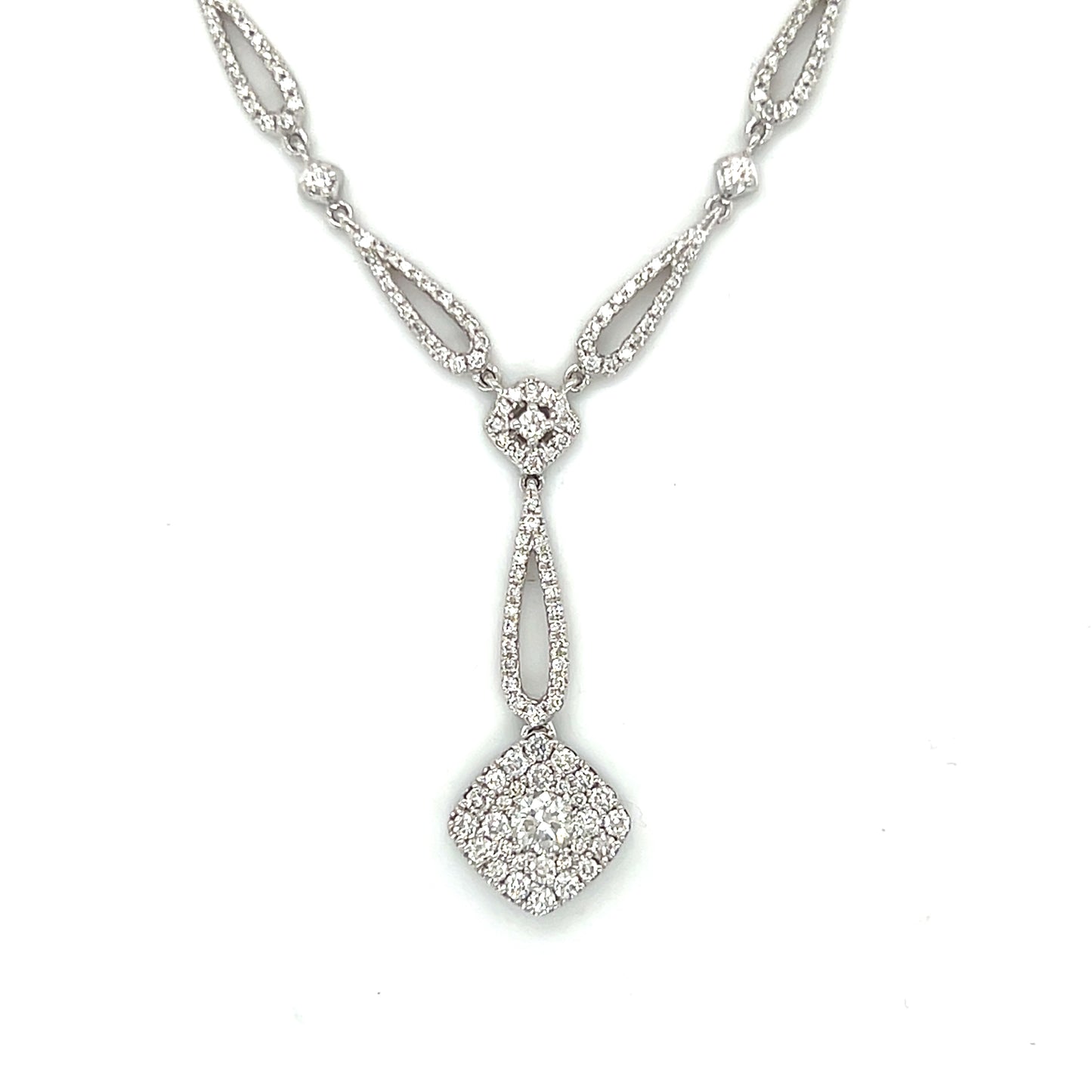 14K White Gold Diamond Pendant on 17" Chain Necklace; Effy