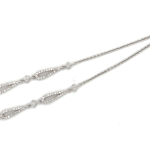 14K White Gold Diamond Pendant on 17" Chain Necklace; Effy