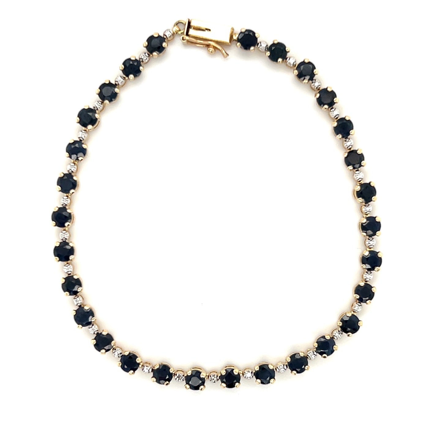 10K Yellow Gold Sapphire 7" Bracelet; 4.0DWT; 6.2g