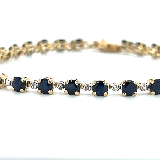10K Yellow Gold Sapphire 7" Bracelet; 4.0DWT; 6.2g