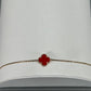 10K Yellow Gold 7" Red Clover Motif Bracelet; 1.8DWT; 2.8g