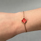 10K Yellow Gold 7" Red Clover Motif Bracelet; 1.8DWT; 2.8g