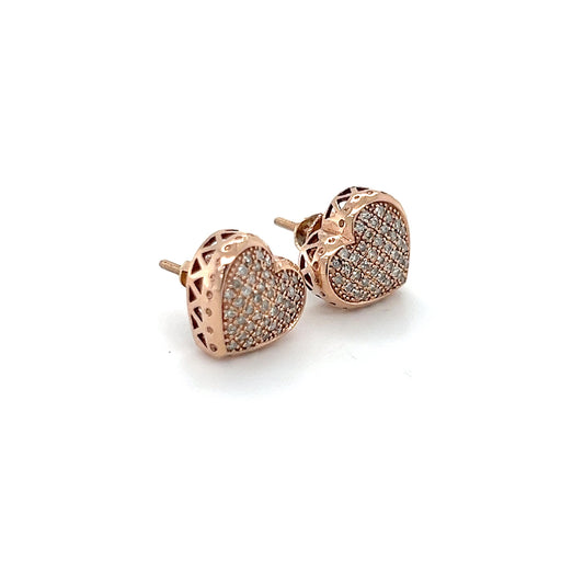 10K Rose Gold Diamond Heart Earrings; .25CTW; 2.6g