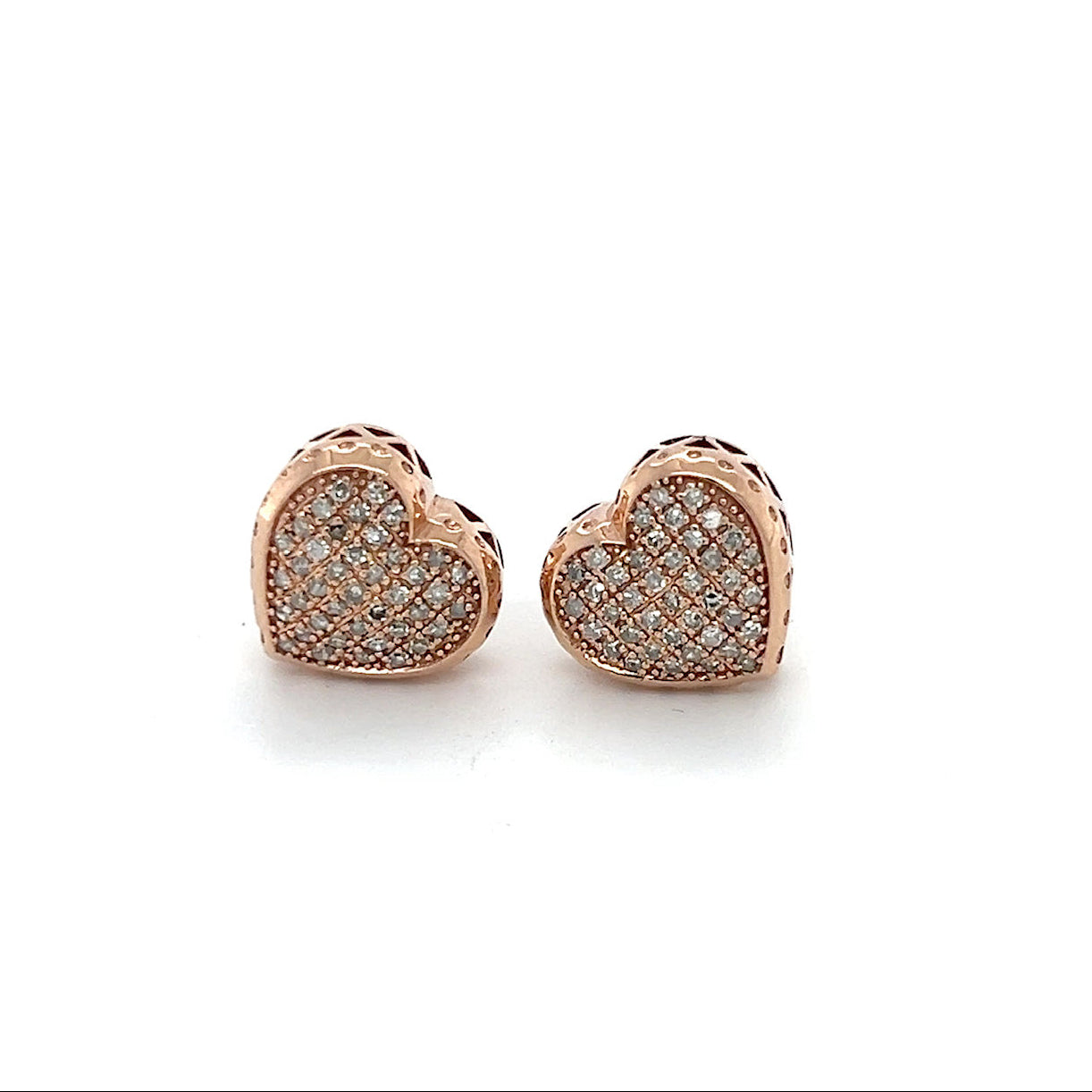 10K Rose Gold Diamond Heart Earrings; .25CTW; 2.6g
