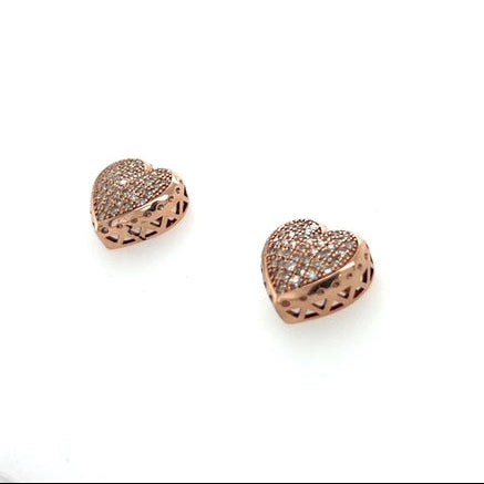 10K Rose Gold Diamond Heart Earrings; .25CTW; 2.6g