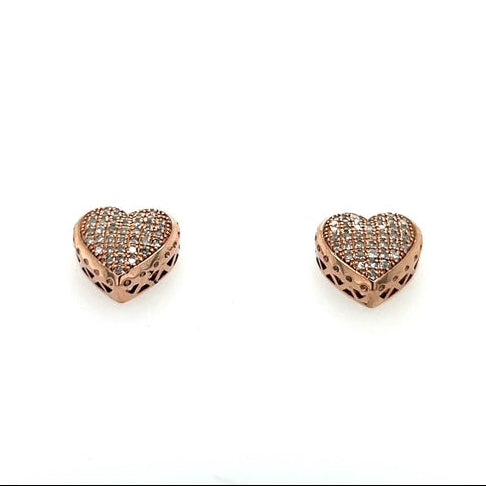 10K Rose Gold Diamond Heart Earrings; .25CTW; 2.6g