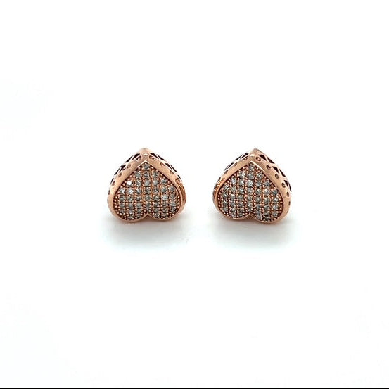 10K Rose Gold Diamond Heart Earrings; .25CTW; 2.6g