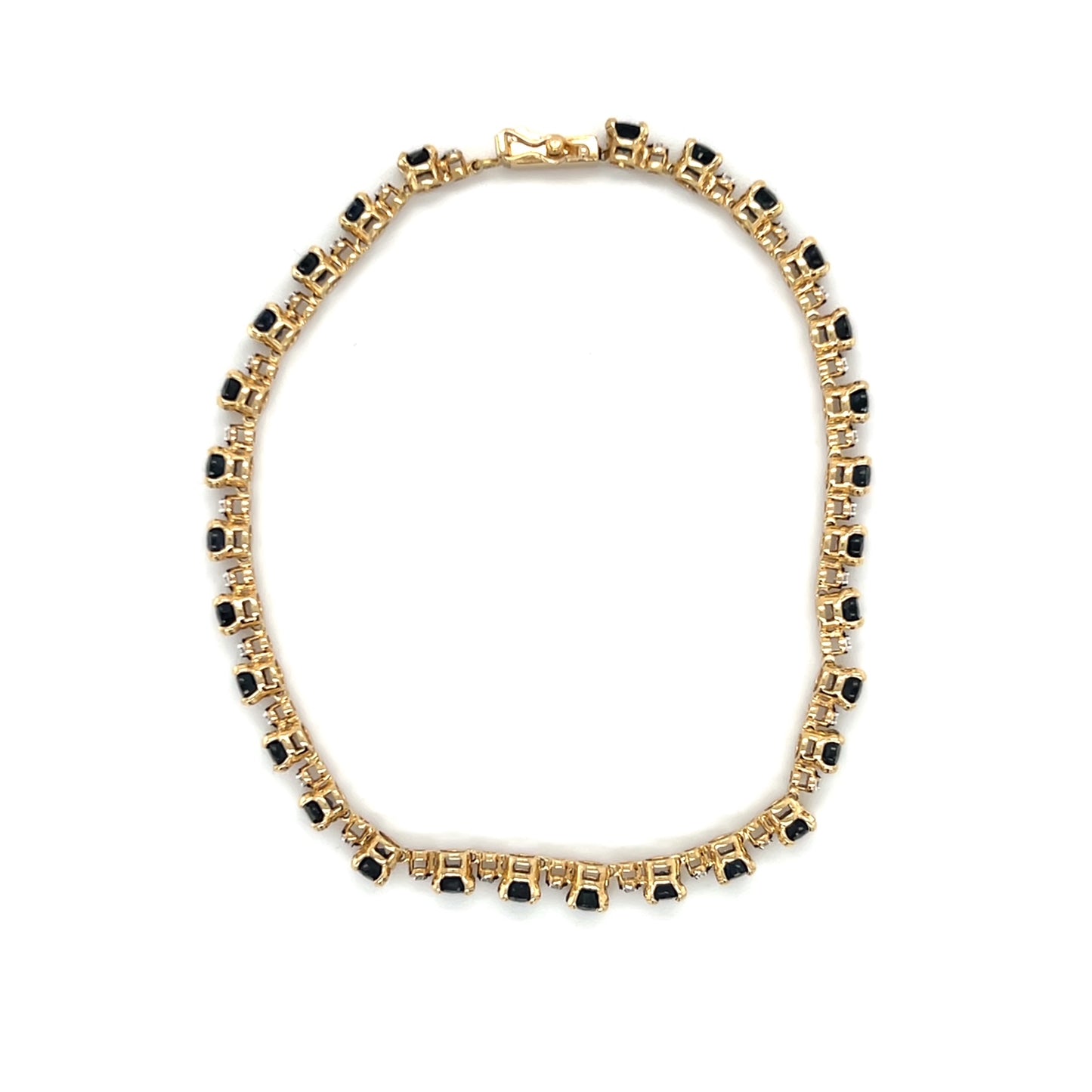 10K Yellow Gold Sapphire 7.5" Bracelet; 4.4DWT; 6.8g