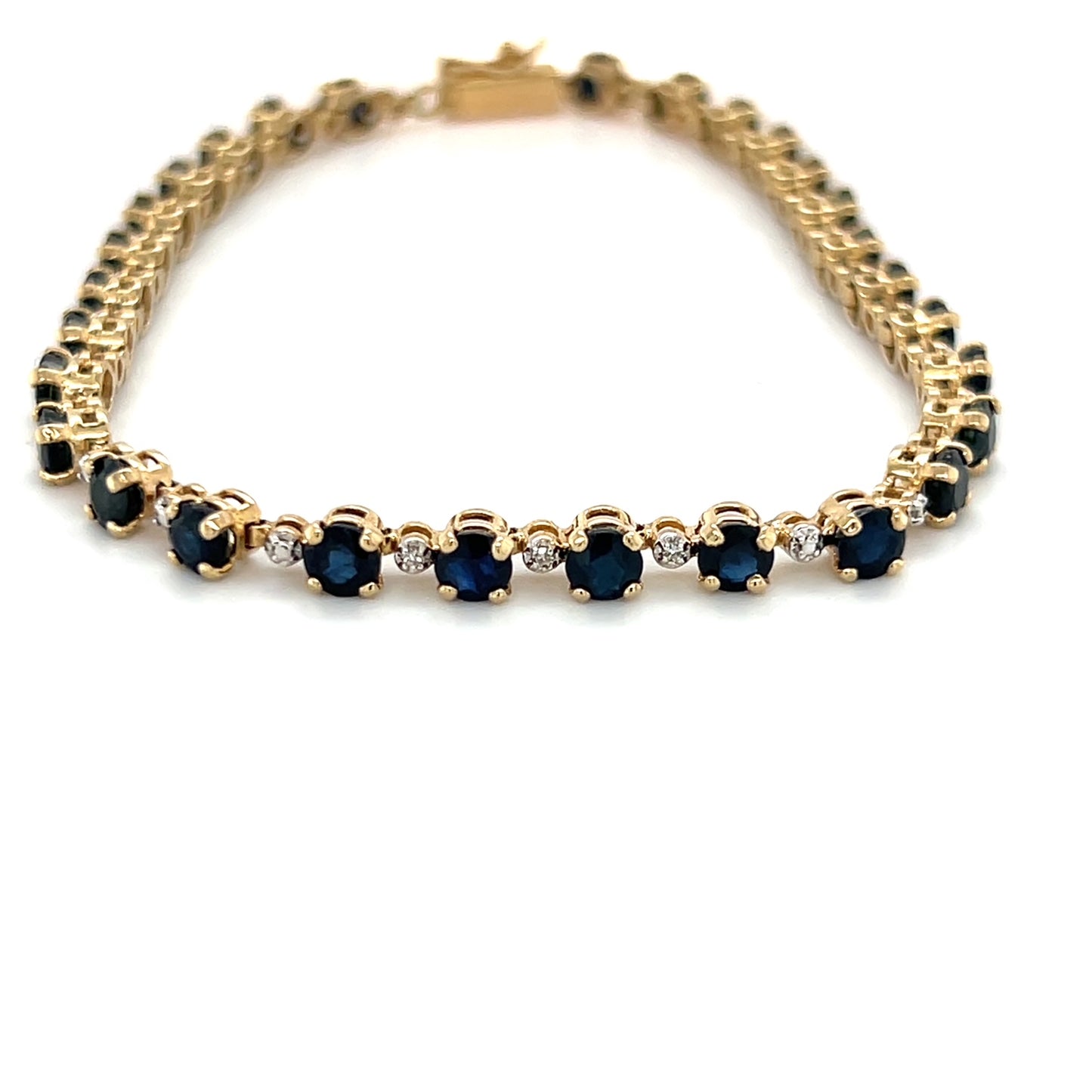 10K Yellow Gold Sapphire 7.5" Bracelet; 4.4DWT; 6.8g