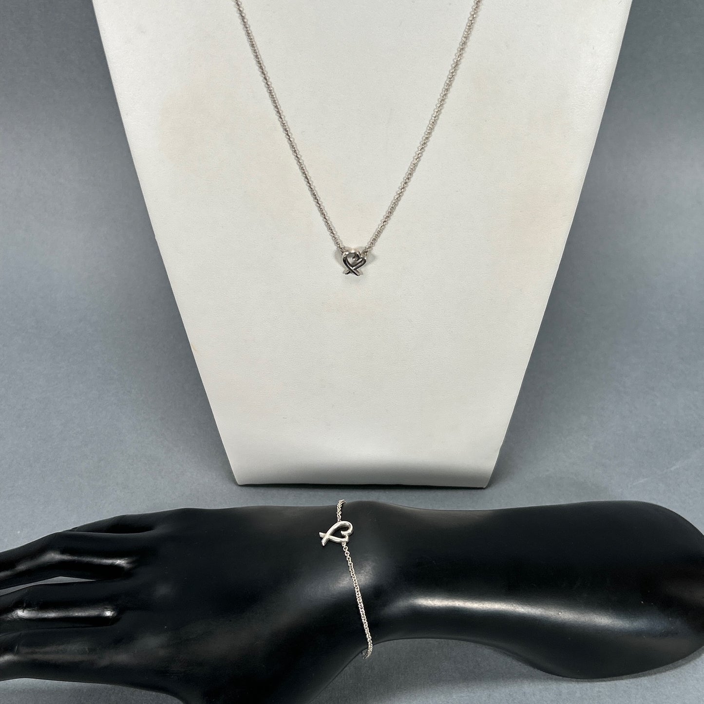 925 Sterling Silver Tiffany & Co. Paloma Picasso Heart Necklace/Bracelet Set