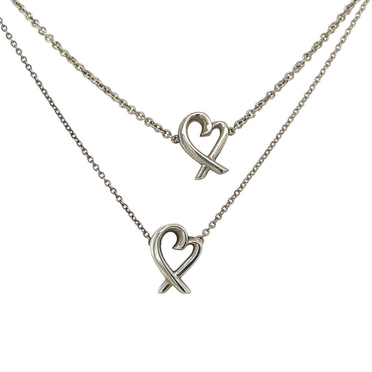 925 Sterling Silver Tiffany & Co. Paloma Picasso Heart Necklace/Bracelet Set