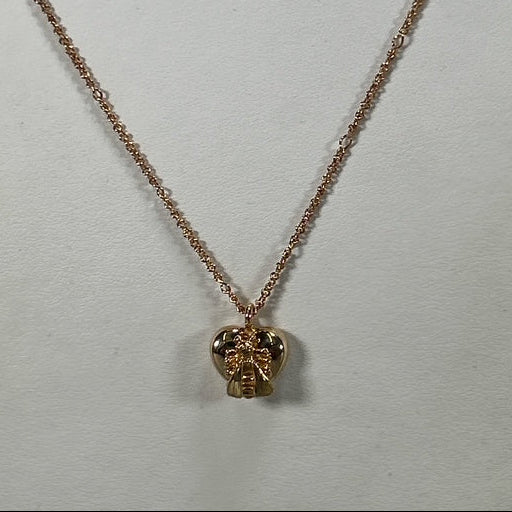 18K Yellow Gold Gucci "Le Marche des Marveilles" Bee Heart Pendant on 20" Chain Necklace