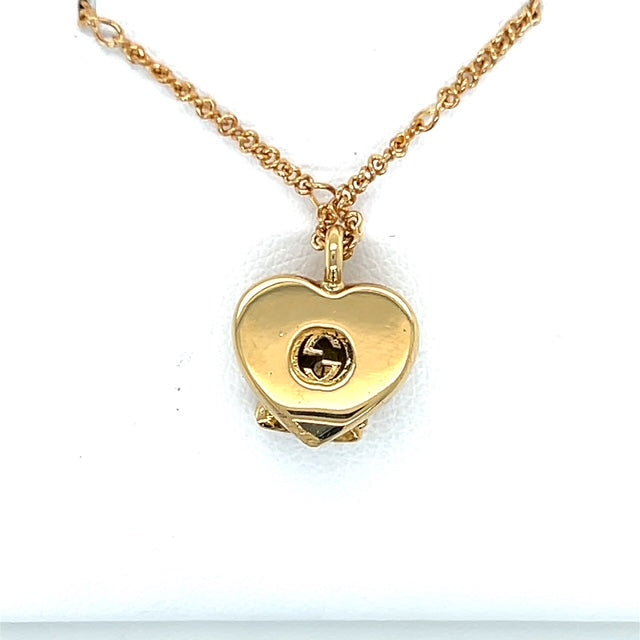 18K Yellow Gold Gucci "Le Marche des Marveilles" Bee Heart Pendant on 20" Chain Necklace