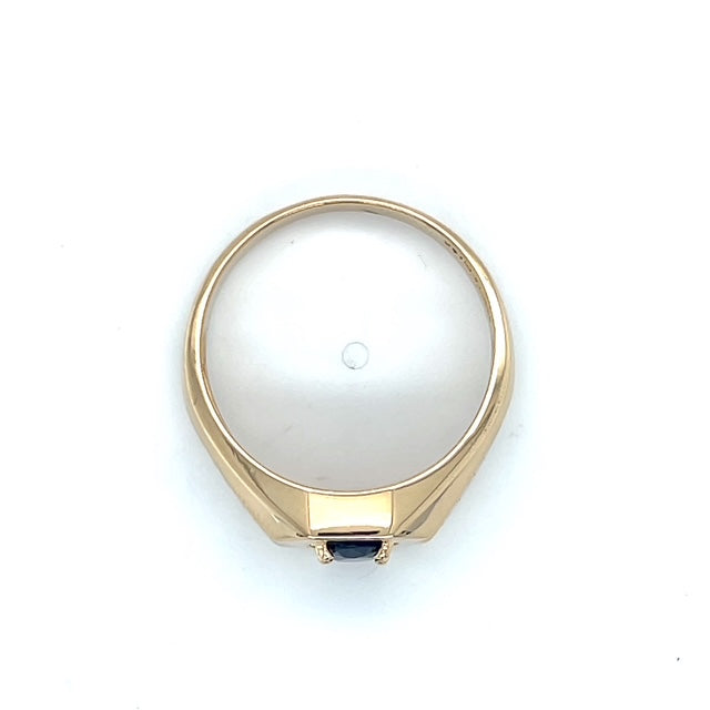 14K Yellow Gold Diamond & Sapphire Gentleman's Ring; 3.2DWT; Size 10.75