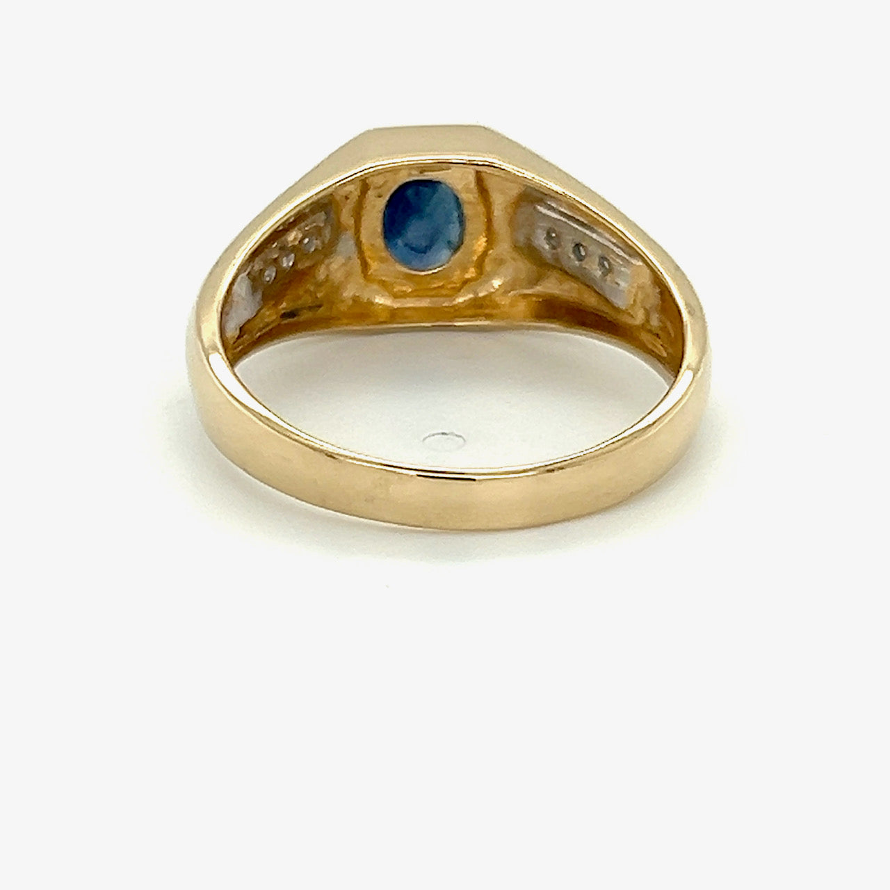 14K Yellow Gold Diamond & Sapphire Gentleman's Ring; 3.2DWT; Size 10.75