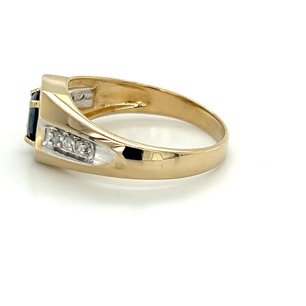 14K Yellow Gold Diamond & Sapphire Gentleman's Ring; 3.2DWT; Size 10.75