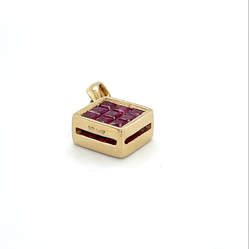14K Yellow Gold Ruby/Sapphire Pendant; 2g