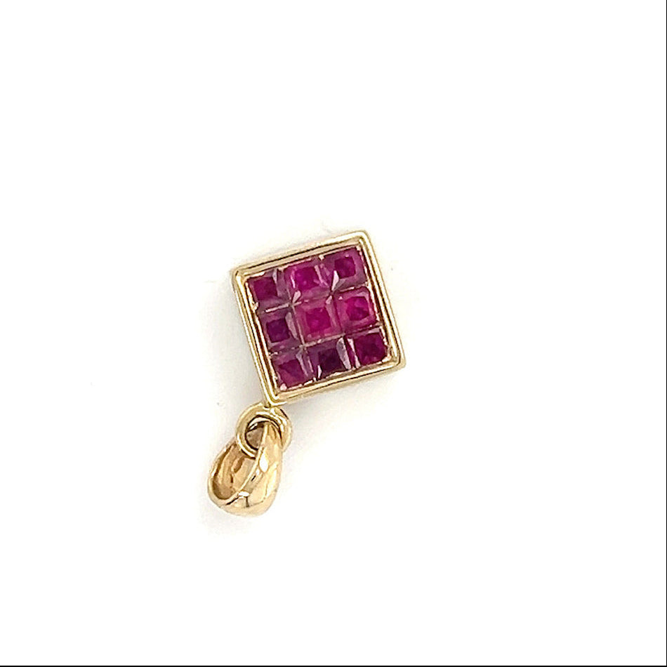14K Yellow Gold Ruby/Sapphire Pendant; 2g