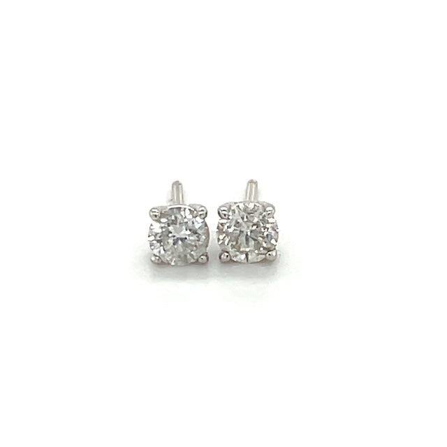 14K White Gold Diamond Stud Earrings; 0.45CTW; 0.8g