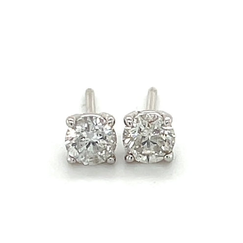 14K White Gold Diamond Stud Earrings; 0.45CTW; 0.8g