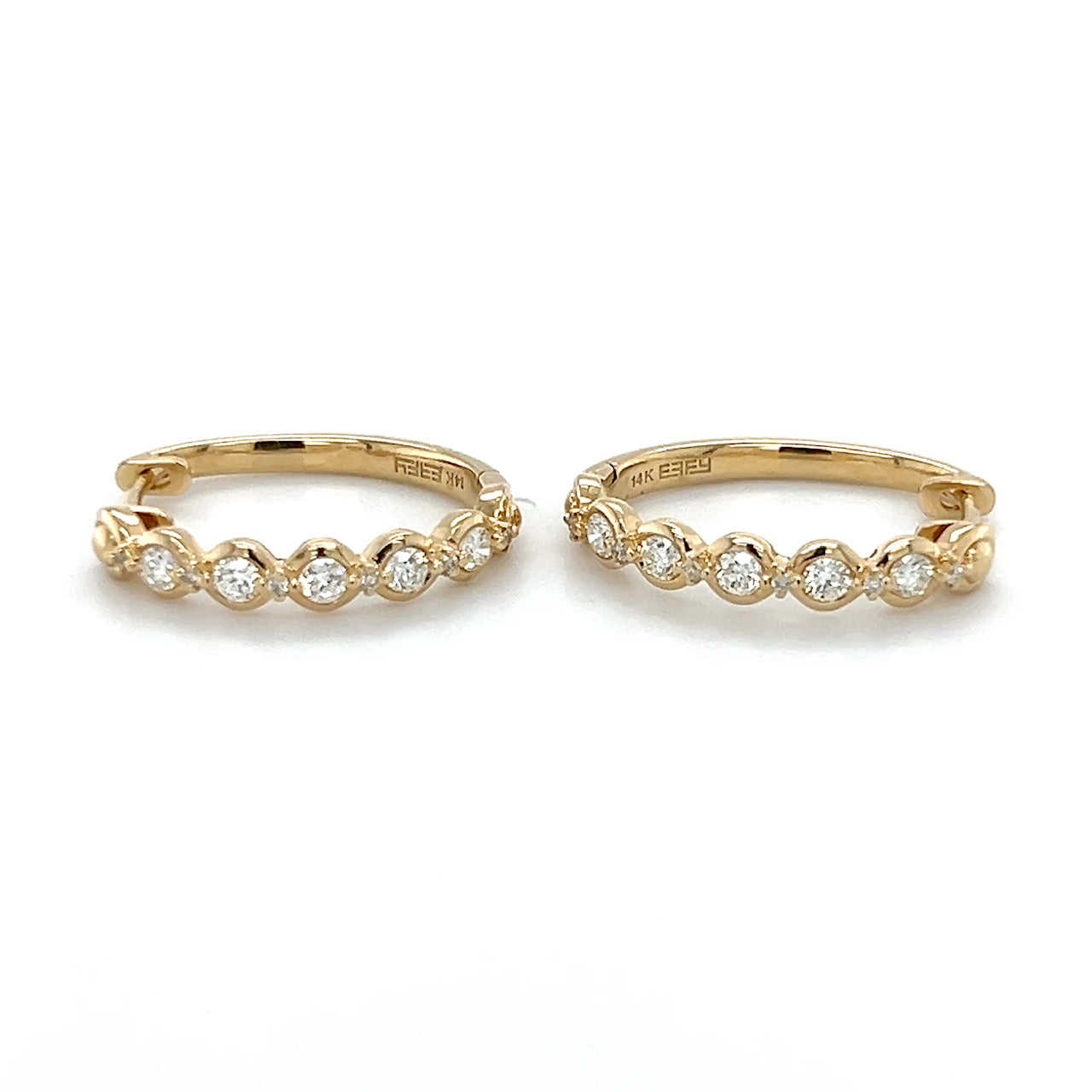 14K Yellow Gold Diamond Hoop Earrings; 0.33CTW; 3.3g