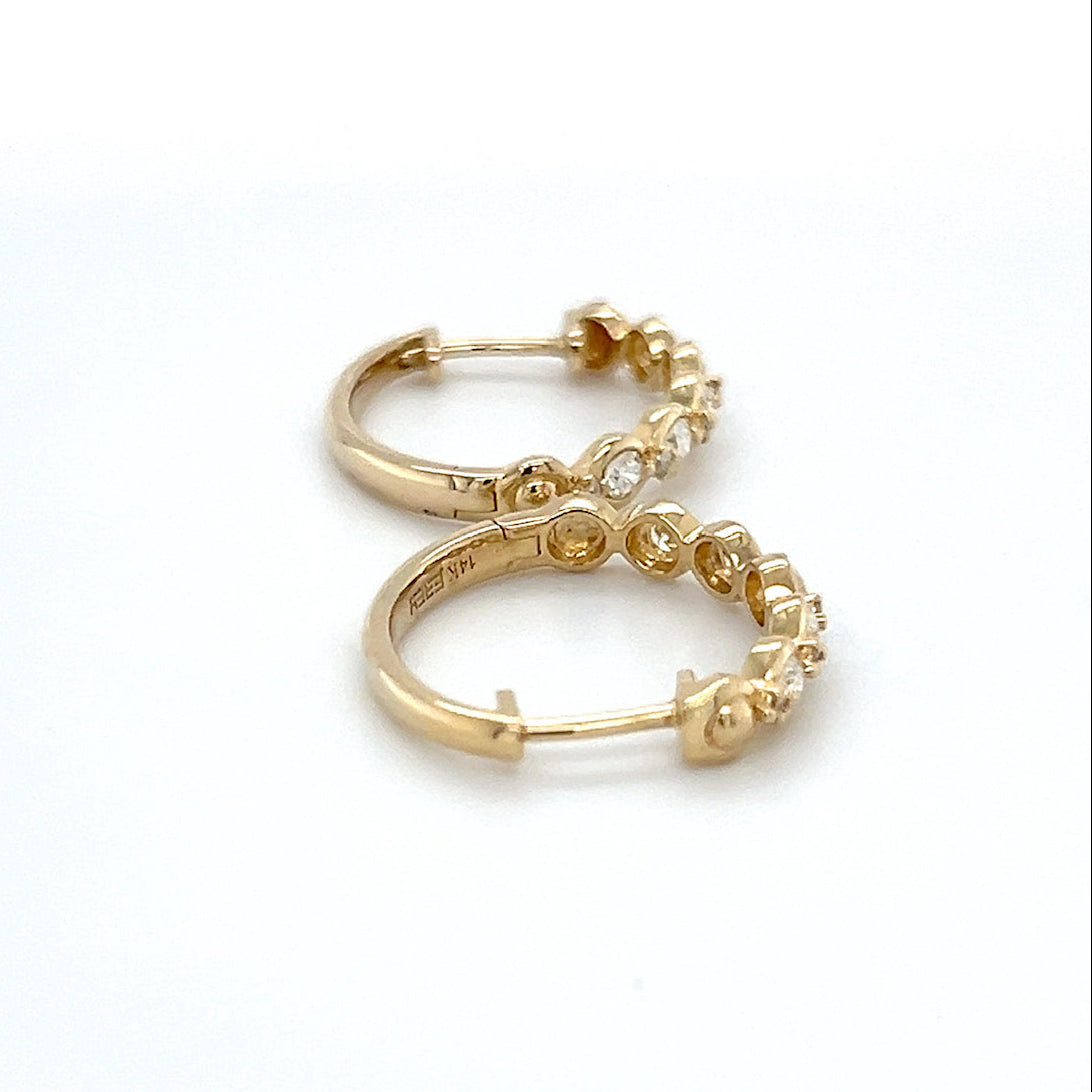 14K Yellow Gold Diamond Hoop Earrings; 0.33CTW; 3.3g