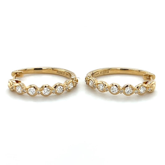14K Yellow Gold Diamond Hoop Earrings; 0.33CTW; 3.3g