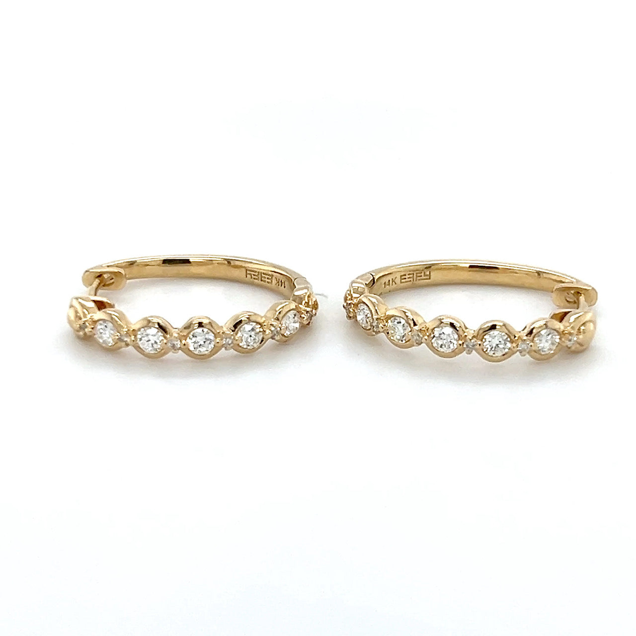 14K Yellow Gold Diamond Hoop Earrings; 0.33CTW; 3.3g
