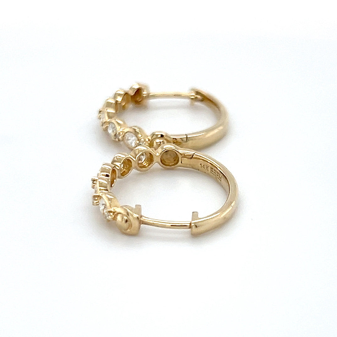 14K Yellow Gold Diamond Hoop Earrings; 0.33CTW; 3.3g
