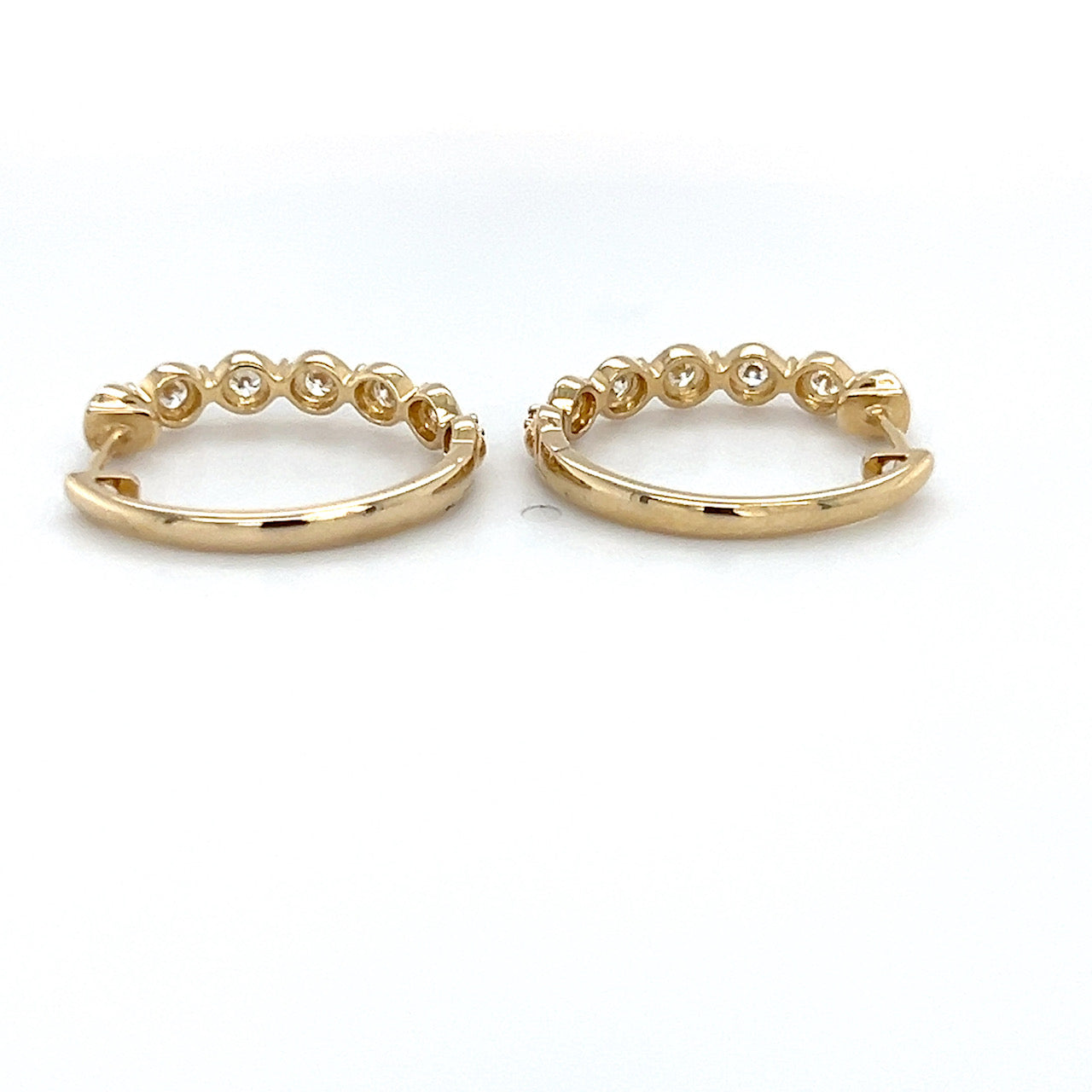 14K Yellow Gold Diamond Hoop Earrings; 0.33CTW; 3.3g