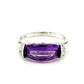 14K White Gold Diamond & Amethyst Lady's Ring; 0.10CTW; Size 7