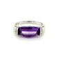 14K White Gold Diamond & Amethyst Lady's Ring; 0.10CTW; Size 7