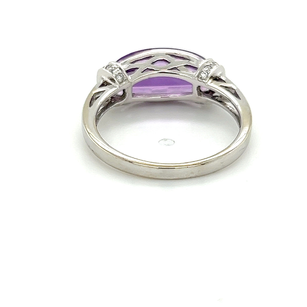 14K White Gold Diamond & Amethyst Lady's Ring; 0.10CTW; Size 7