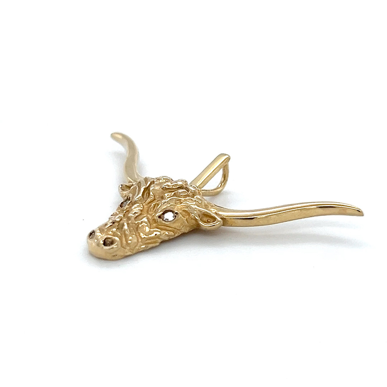 10K Yellow Gold Diamond Longhorn Bull Pendant; .02CTW; 2.3DWT; 3.6g