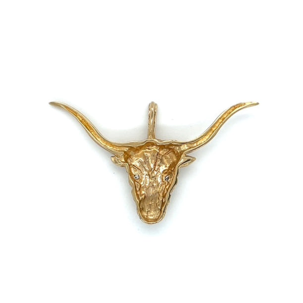 10K Yellow Gold Diamond Longhorn Bull Pendant; .02CTW; 2.3DWT; 3.6g