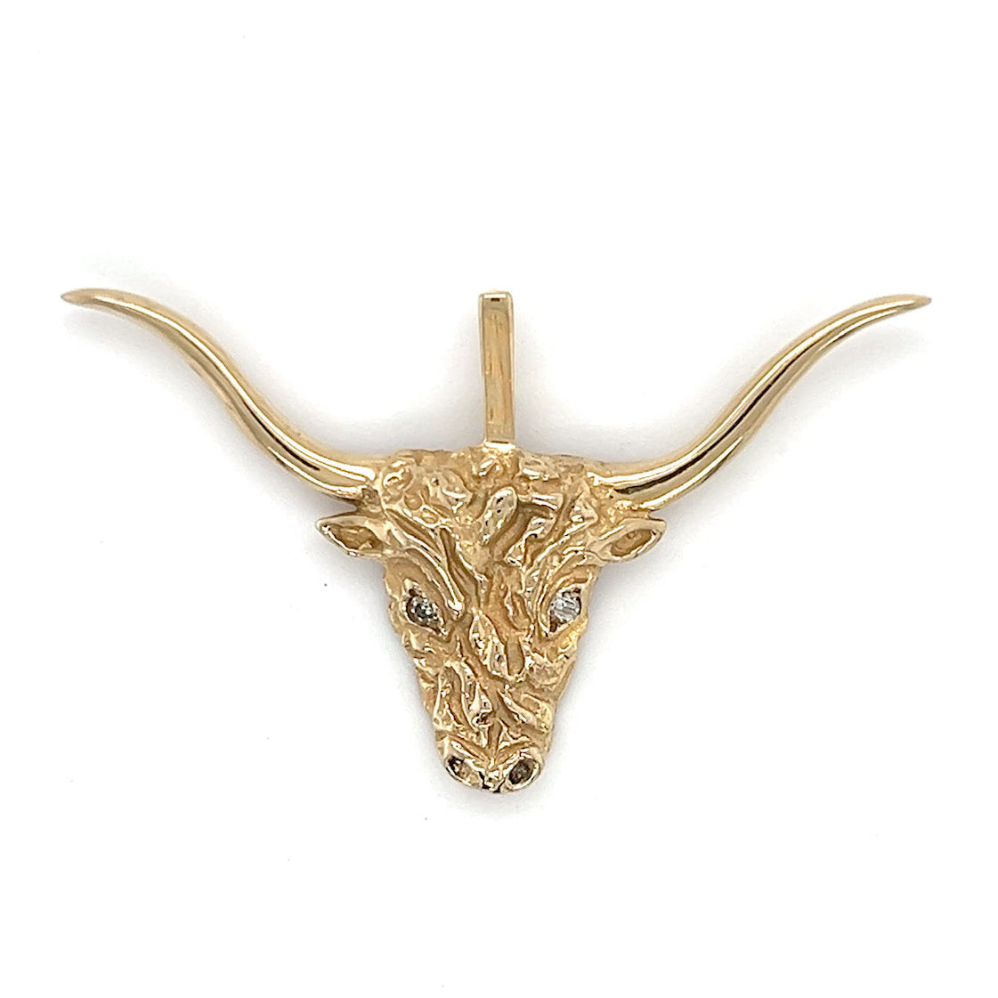 10K Yellow Gold Diamond Longhorn Bull Pendant; .02CTW; 2.3DWT; 3.6g
