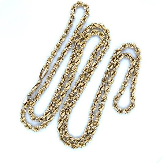 10K Yellow Gold 30" Rope Chain; 10.2g