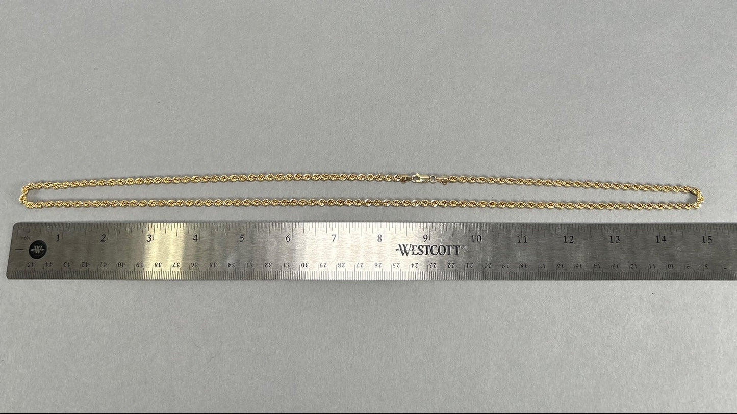 10K Yellow Gold 30" Rope Chain; 10.2g