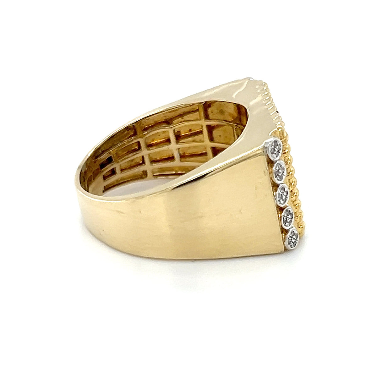 10K Yellow Gold Diamond Gentleman's Fashion Ring; Size 10