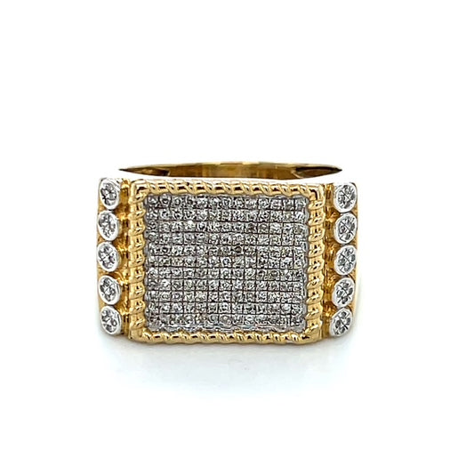 10K Yellow Gold Diamond Gentleman's Fashion Ring; Size 10