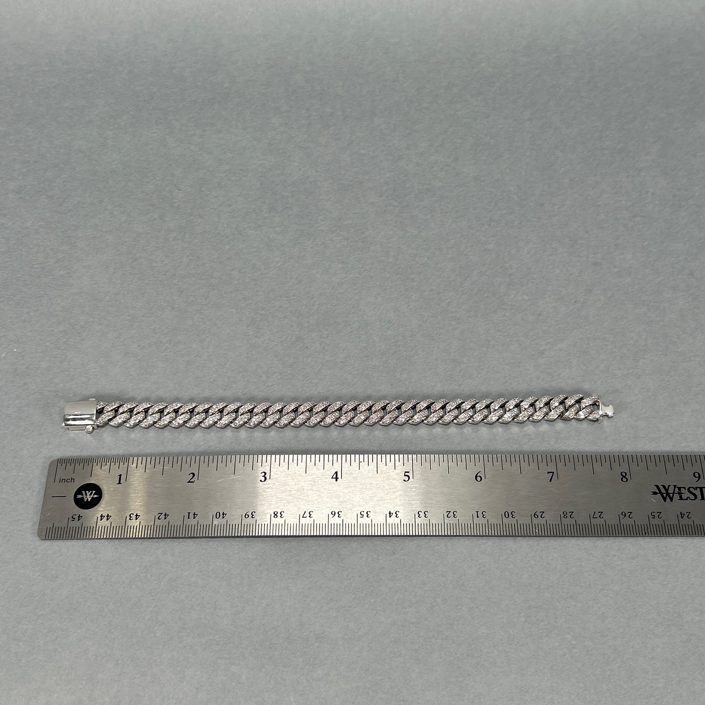 10K White Gold Diamond 8" Cuban Bracelet; 16DWT; 2.0CTW