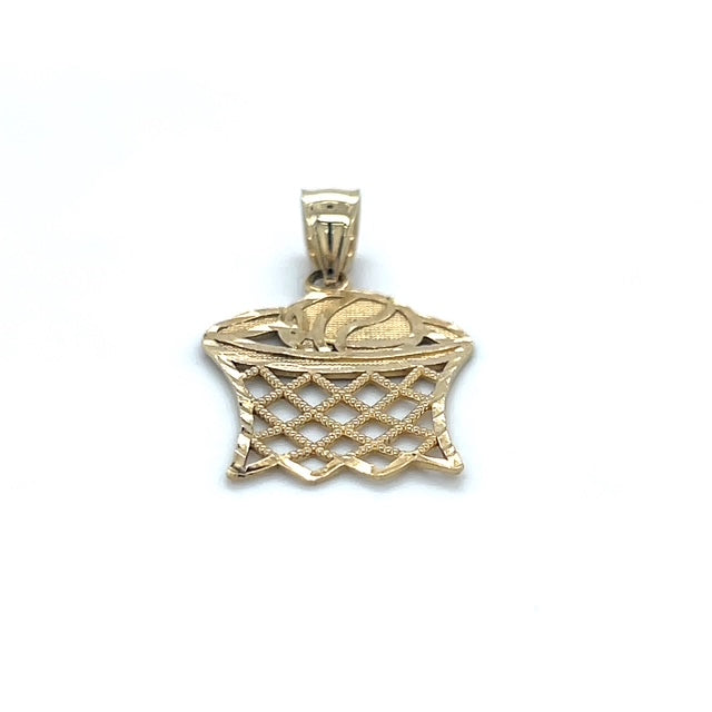 10K Yellow Gold Basketball Hoop Pendant; 1.1DWT; 1.8g
